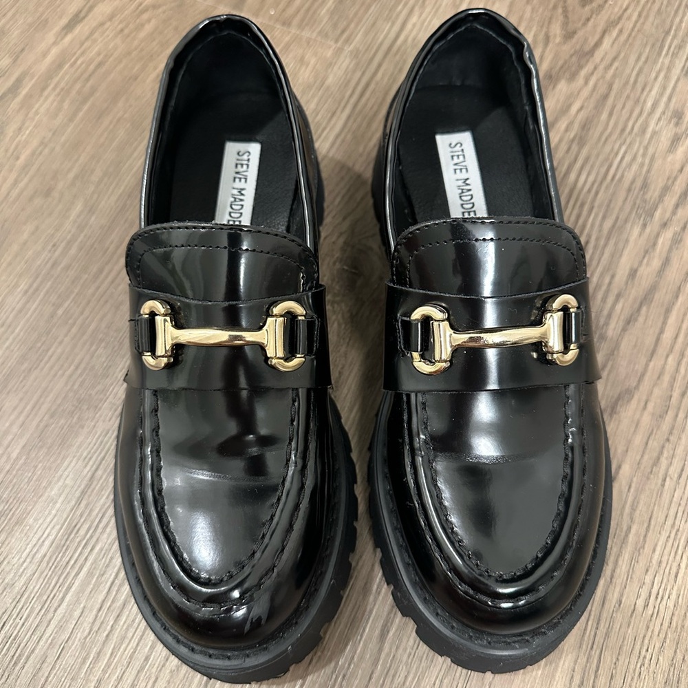 Lando black leather, steve madden loafers